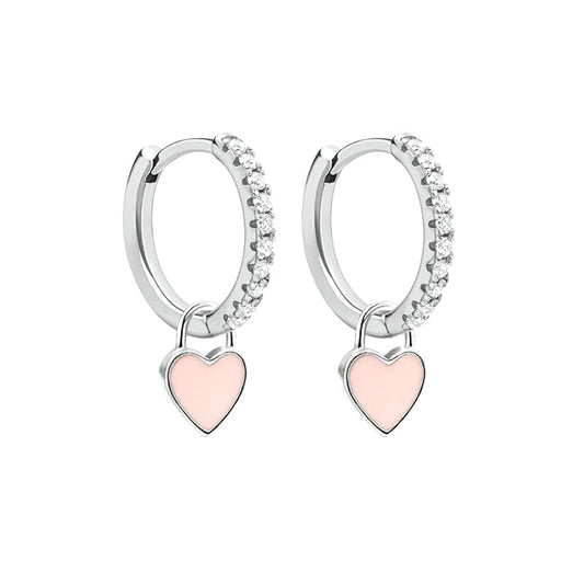 Silver earrings with hearts