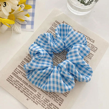 Blue scrunchie hair tie