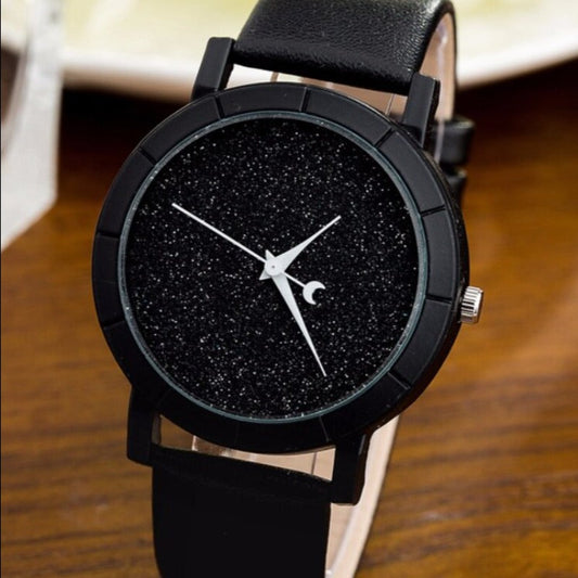 Women's minimalist watch with a glittery dial