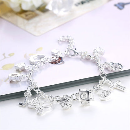 Silver charms bracelet