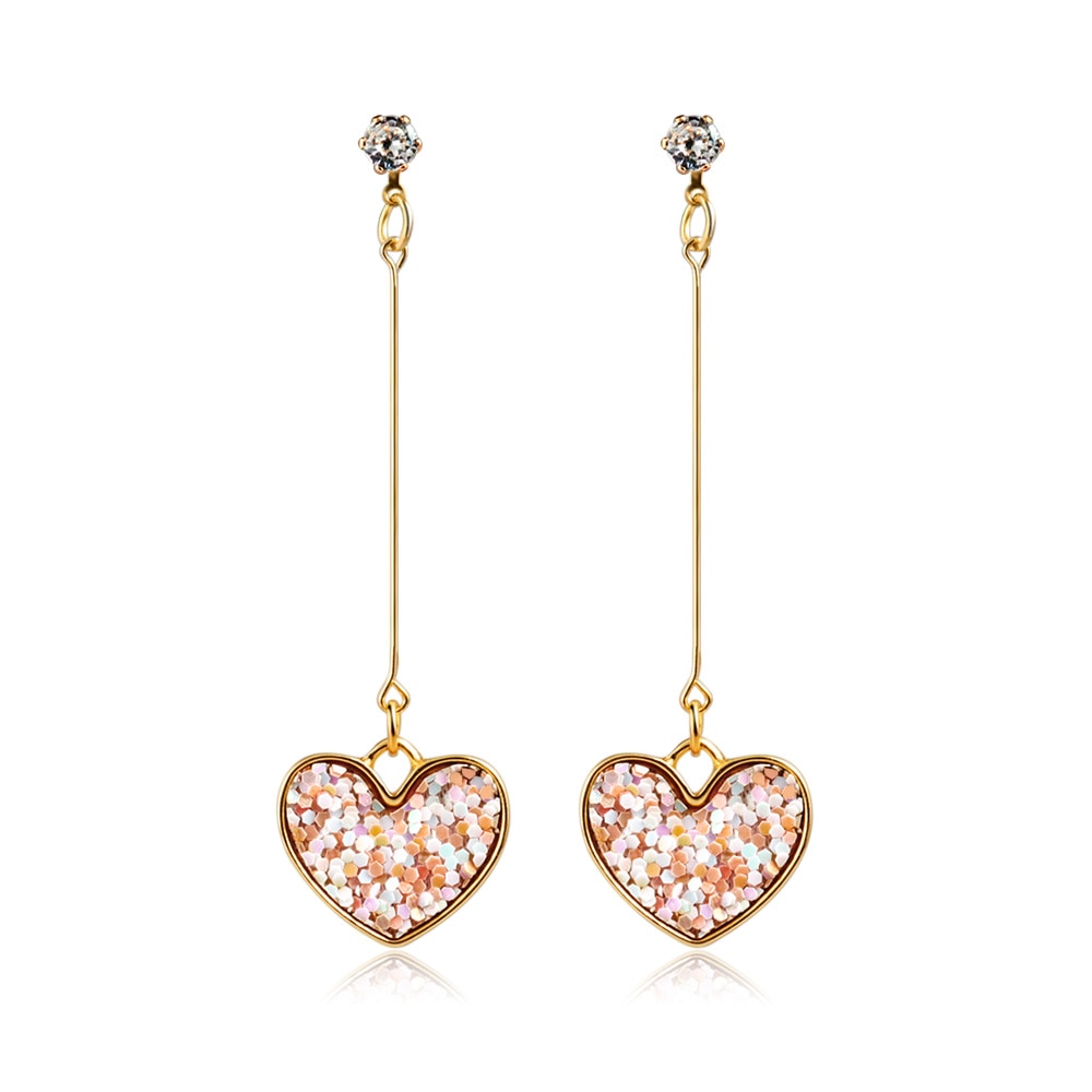 Heart-shaped hanging earrings