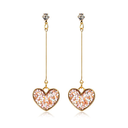 Heart-shaped hanging earrings