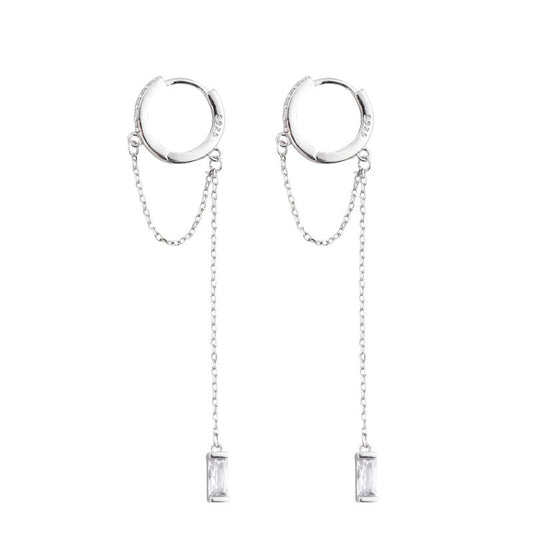 Silver earrings with a chain