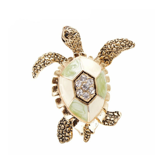 Turtle brooch with zirconia