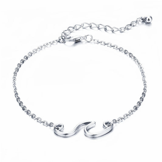 Minimalistic ankle bracelet with a wave motif