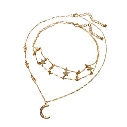 Necklace - moon and star