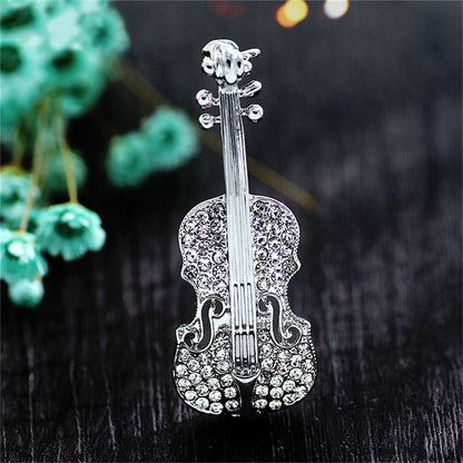 Brooch - violin with zirconia