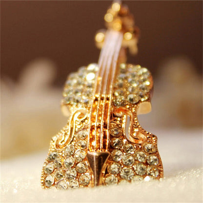 Brooch - violin with zirconia