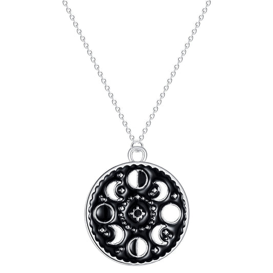 Necklace with a pendant in the shape of moon phases