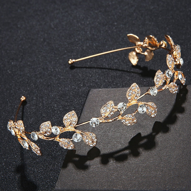 Hair band - leaves with zircons