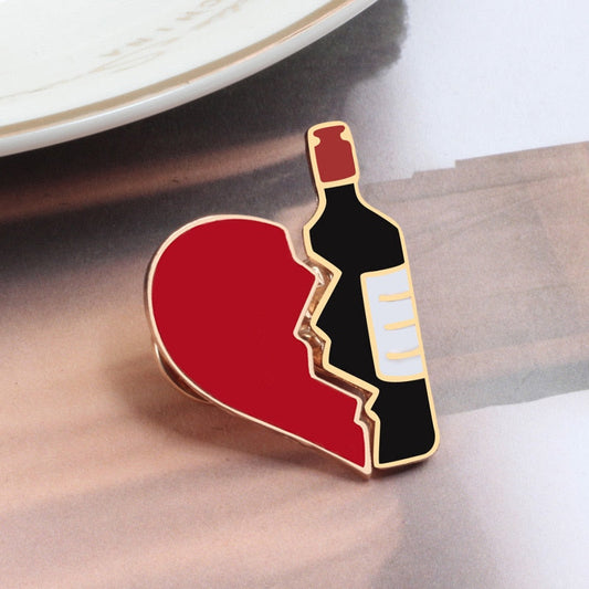 Set of pins - wine and heart