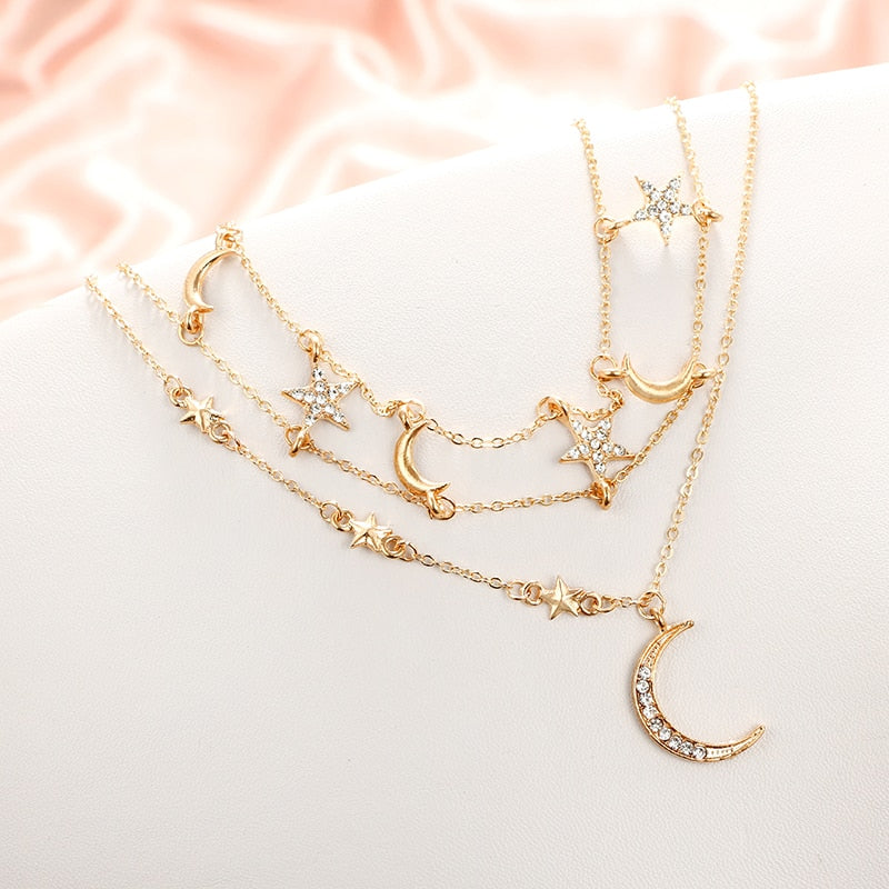 Necklace - moon and star