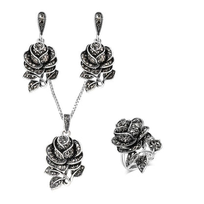 Set with a rose motif