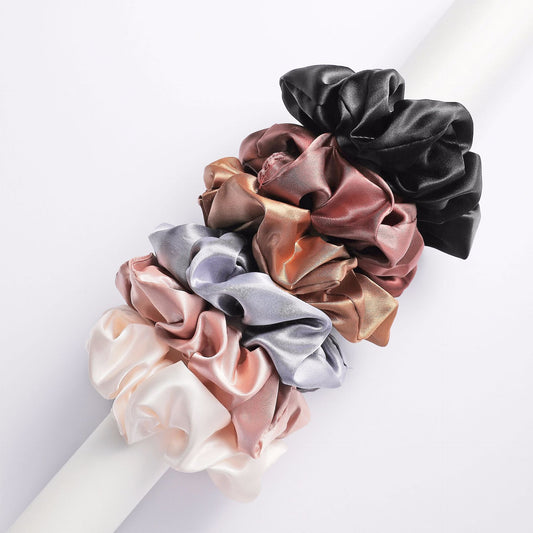 Set of satin scrunchie hair elastics