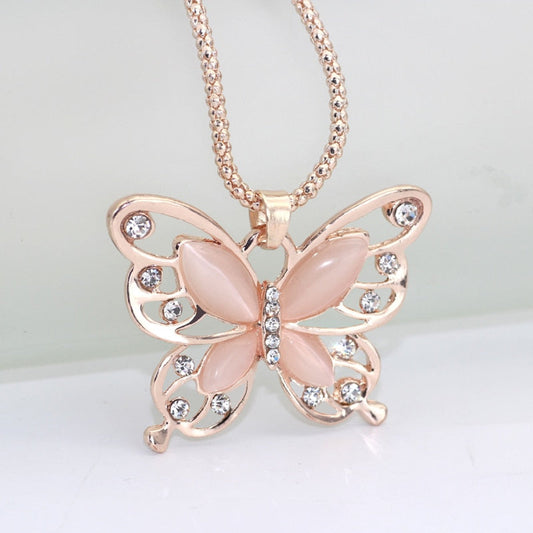 Necklace with zircons - butterfly