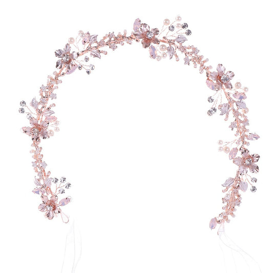 Hairband with flowers and zircons