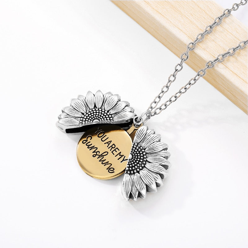 Sunflower necklace with an opening