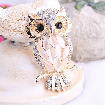 Brooch - owl with zirconia