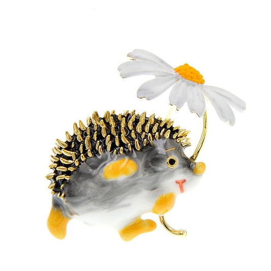 Pin - hedgehog with a flower