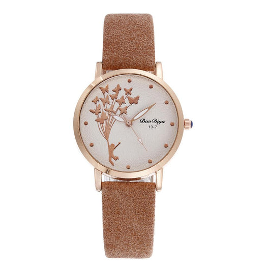 Quartz ladies watch with butterfly motif