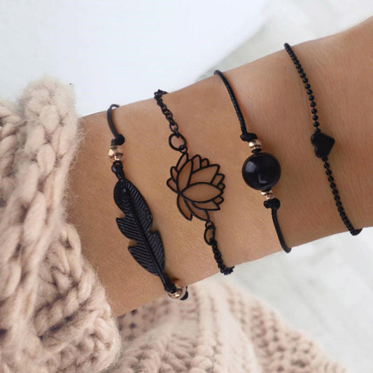 Set of black bracelets