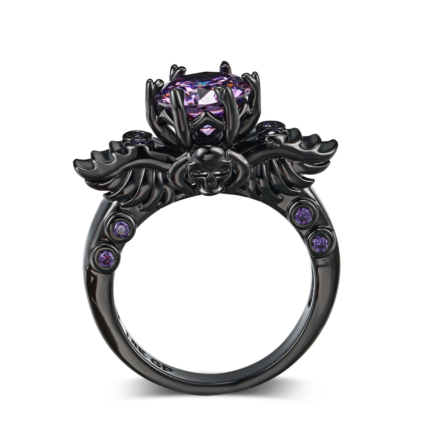 Black ring with wing motif