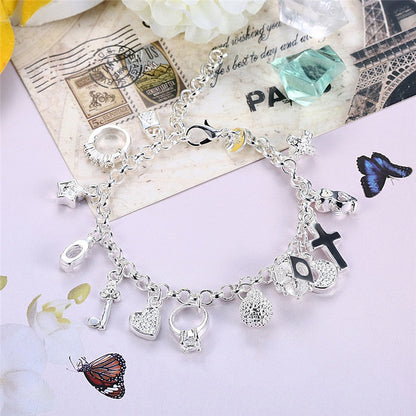 Silver charms bracelet