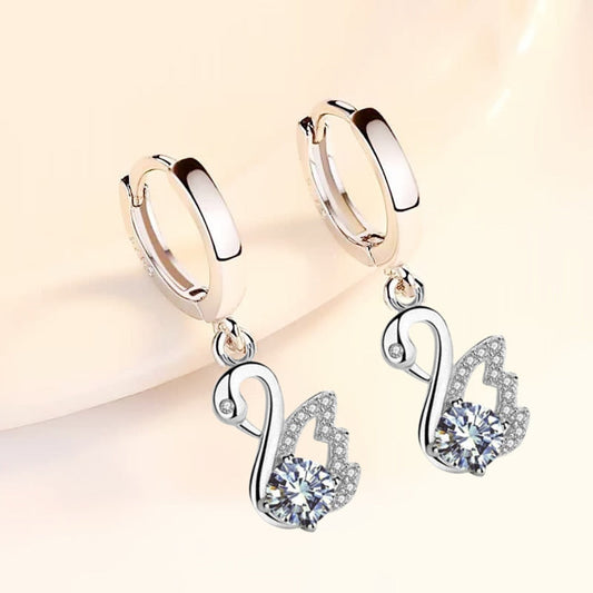 Earrings with a swan motif