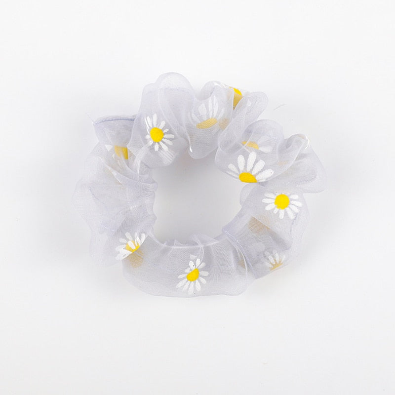 Girl's scrunchie hair tie with flower motif