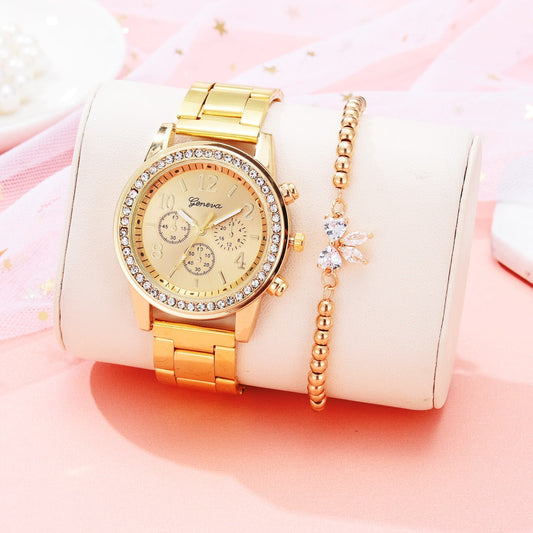 Women's watch with zircons and a minimalist bracelet