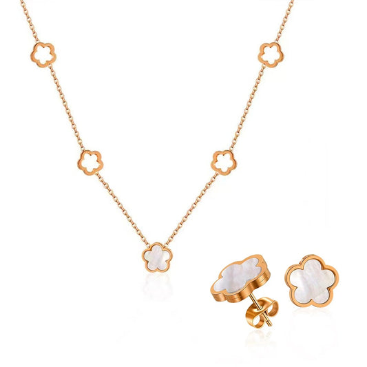 A set of jewelry with a flower motif