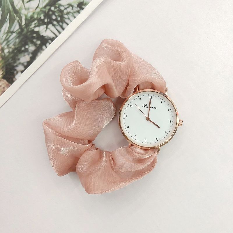 Ladies watch with a scrunchie bracelet